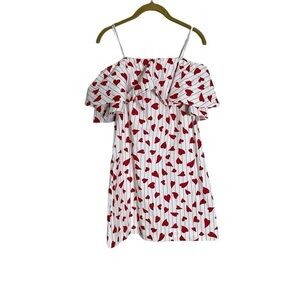 Tammy Tangs Heart Stripe Ruffle Strapless Mini Dress XS